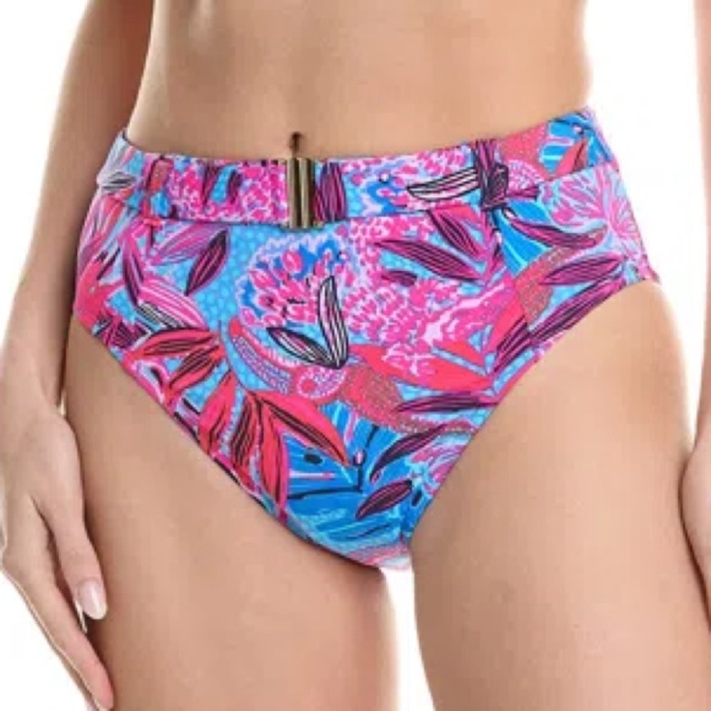 LILLY PULITZER rub red wild times Sonnie high waist size 14 swim bottom NWT